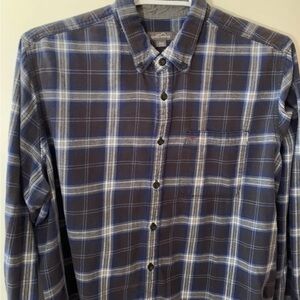 Men’s Eddie Bauer long sleeve button up blue plaid flannel XXL